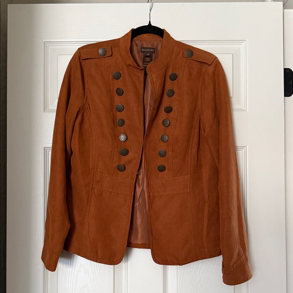 Multiples Orange Military Style Blazer